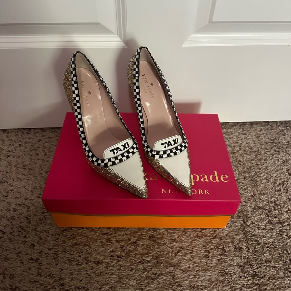 Kate Spade Lexie Taxi Gold Sparkly Heels